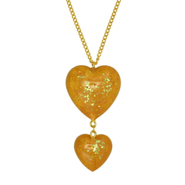 Sofort Geschenk Doppelte  Herz Halskette | gold